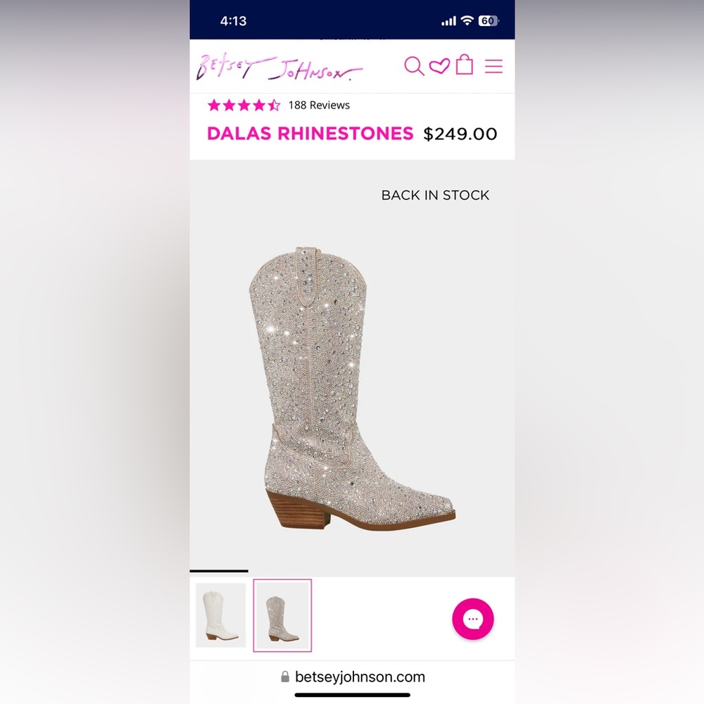 Betsey Johnson Dalas Rhinestone Boots size 9. Worn once!